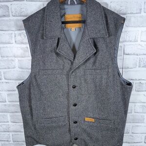 Powder River Outfitters Vest Panhandle Wool Blend Gray Western Cowboy Mens L